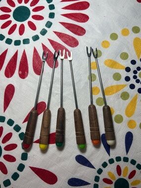 VTG Mid Century Modern Fondue Forks Set of 6 Stainless Steel Japan